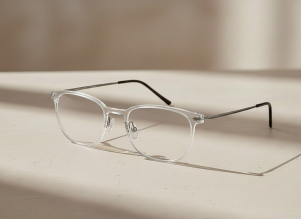 Echo | Frosted Clear Rectangular with Dark Temples